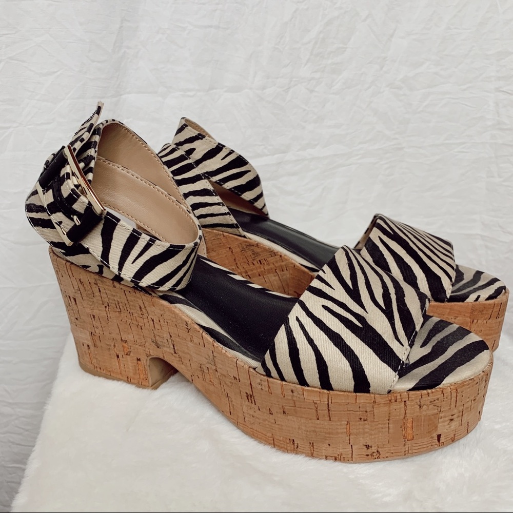 Zebra print platform sandals